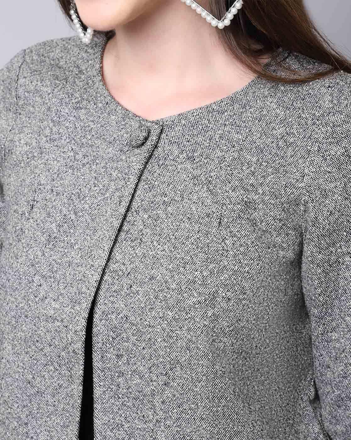 Grey wool 2024 jacket womens