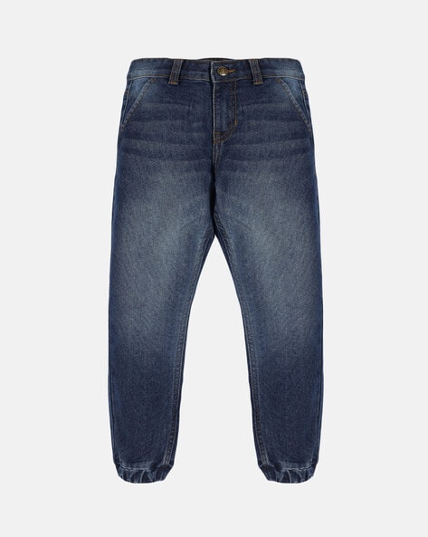 Mid-Wash Jogger Jeans