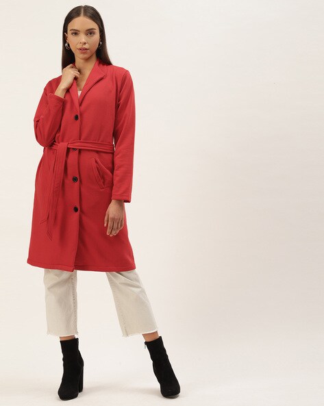 red belted peacoat