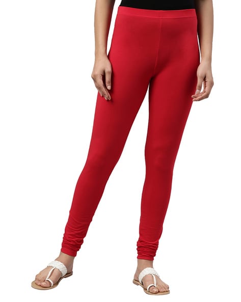 Buy Go Colors Women Red Solid Churidar Length Leggings - Leggings for Women  816030