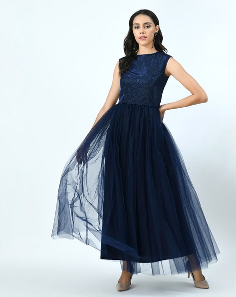Zamaisha Women Fit and Flare Dark Blue Dress - Buy Zamaisha Women Fit and  Flare Dark Blue Dress Online at Best Prices in India | Flipkart.com