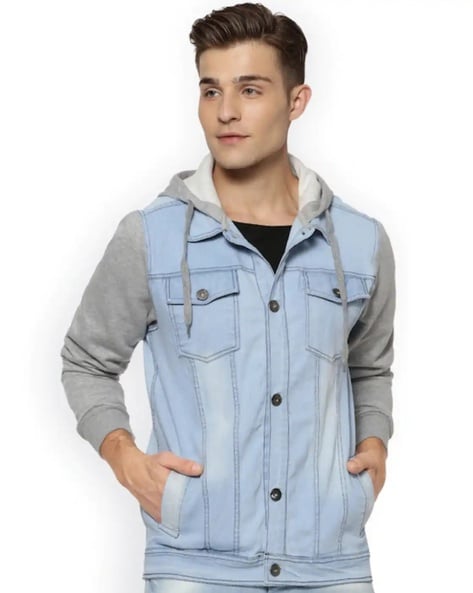 Buy OneTwoTG Men Denim Jacket Loose Ripped Jean Lightweight Jacket Red XXS  at Amazon.in