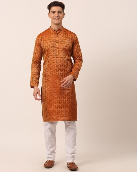 Woven Design Kurta with Churidar