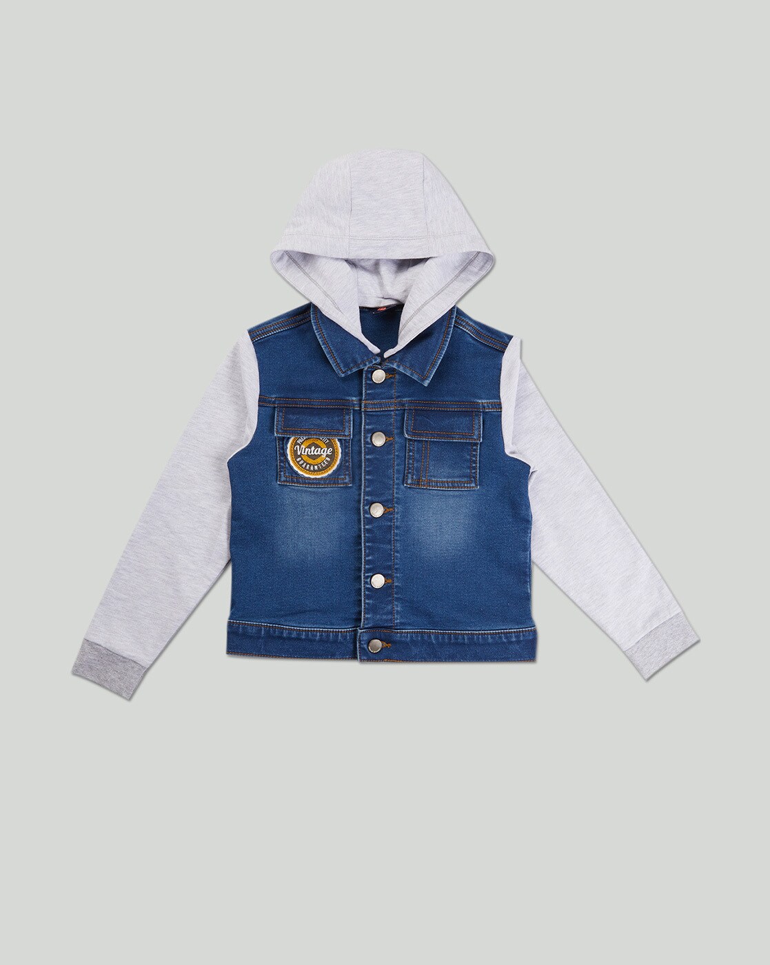 Buy Blue Hooded SweatDenim Jacket for Men