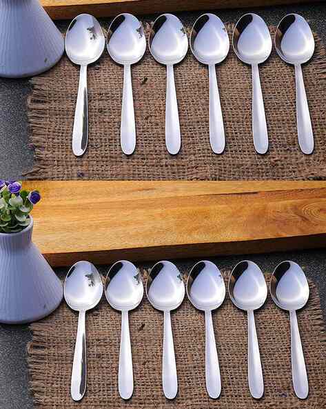 Finner Orange Stainless Steel Spoon Set & Fork Set of 24 pcs in one pack  with Spoon Stand/Holder for kitchen/Dining Table Stainless Steel Cutlery Set  (Pack of 24) Steel Cutlery Set Price