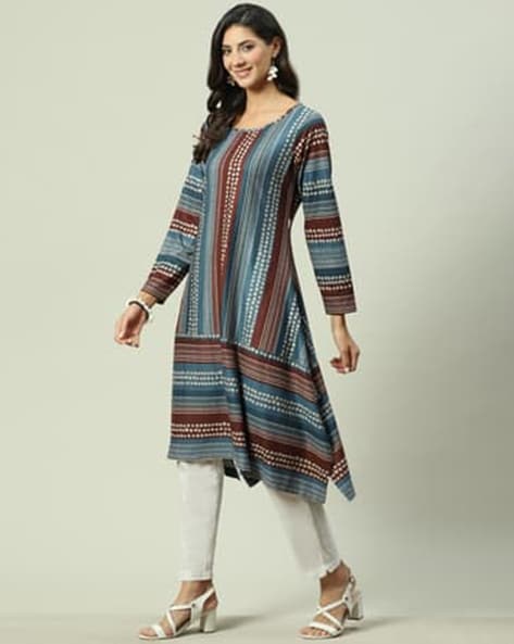 Buy Mustard Cotton Flared Printed Dress () for INR2299.50 | Biba India