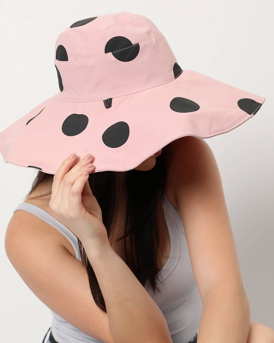 Cotton Sun Hat with Polka Dot Print Chemo Headwear