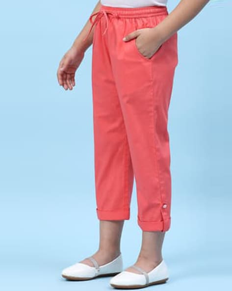 Blue Cotton Solid Pant