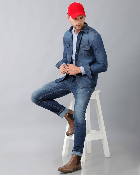 Denim shirt men 2018 sale