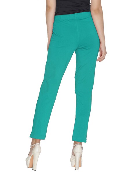 Narrow Fit Plain Ladies Green Cotton Pant, Waist Size: 28-34 at Rs  230/piece in Jaipur