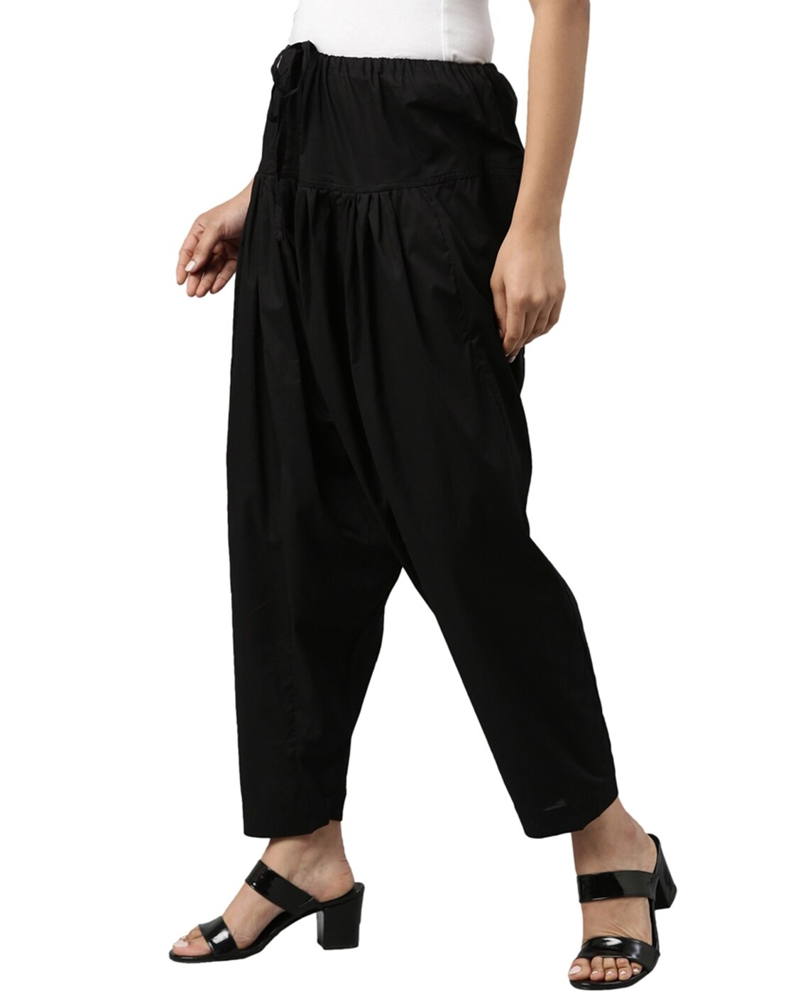 Pleated Drawstring Cotton Salwar Pants