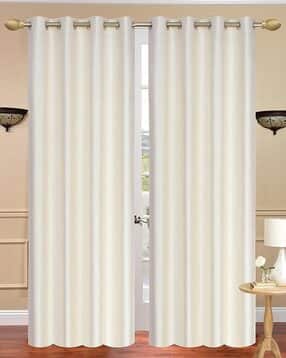 the conversion Set of 2 Solid Eyelet Door Curtain - 7ft-picture-13