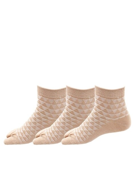 RC. ROYAL CLASS Women's Woolen Calf Length Floral Design Thumb Socks (Skin)  - Pack of 3 Pairs