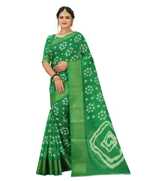 Green & White Striped Bandhani Sari Bollywood Party Indian Designer Saree |  eBay