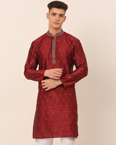 Jompers Collared Neck Abstract Long Kurta