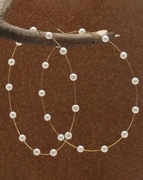 Gold-Plated Pearl Hoops-image-30