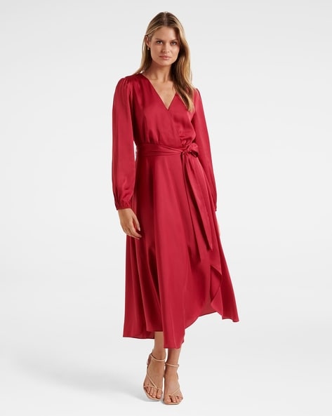 Buy FOREVER NEW Embroidered V-Neck Polyester Womens Regular Dress