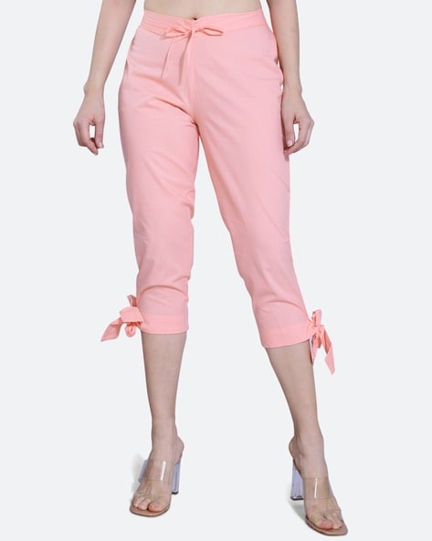 Relaxed Fit Capris with Waist Tie-Up