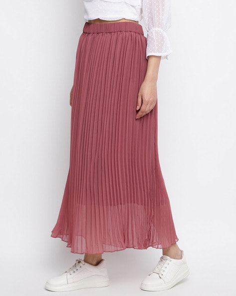 Pleated maxi skirt peach hotsell