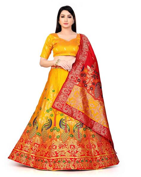 Buy RICHIES Women's Black Traditional Navratri Garba Special Cotton Chaniya  Choli with Yellow Embroidered Dupatta (Free Size) at Amazon.in