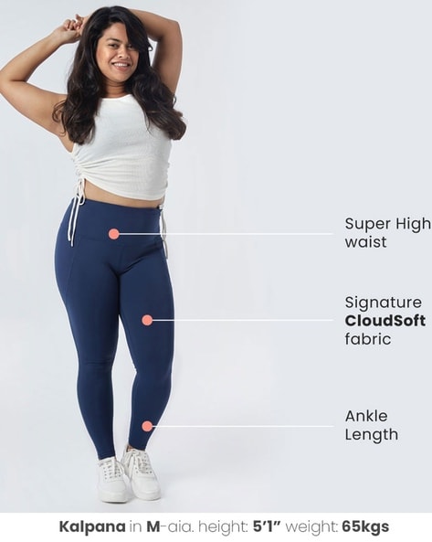 Buy Blissclub Women Navy Blue The Ultimate Leggings With 4 Pockets And  Perfect Ankle Length online