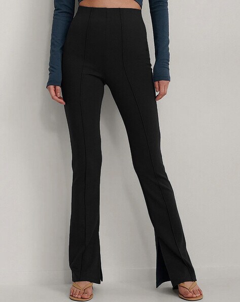 Buy Lipsy Black High Waisted Contour Bootleg Flared Trousers from the Next  UK online shop