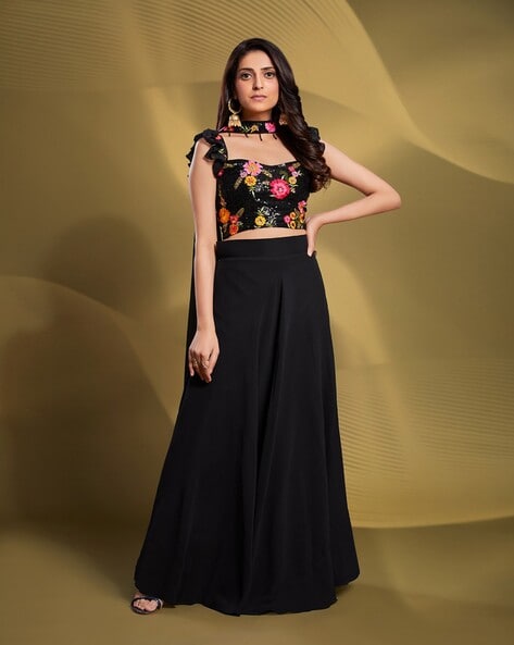 Buy online Black Self Design Semi-stitched Flared Lehenga from ethnic wear  for Women by Niza Fashion for ₹1999 at 67% off | 2024 Limeroad.com
