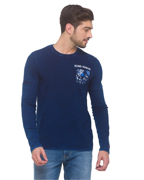 Buy Being Human Blue Men T-Shirt (Size: S)-BHTS21501-BLUE at Amazon.in