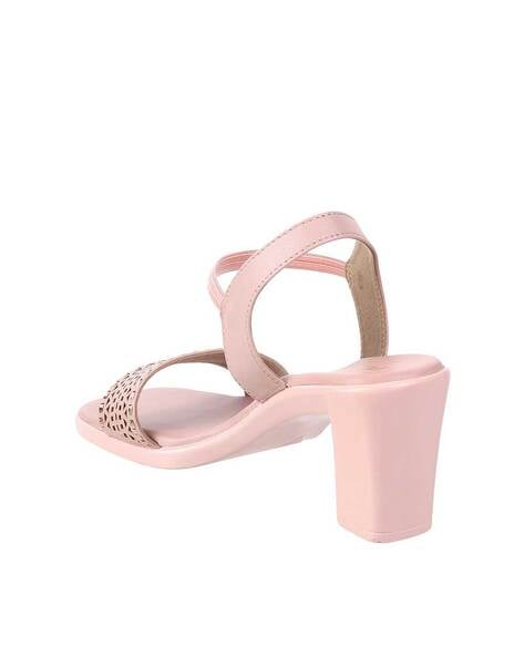 Pink low block heel sandals hot sale