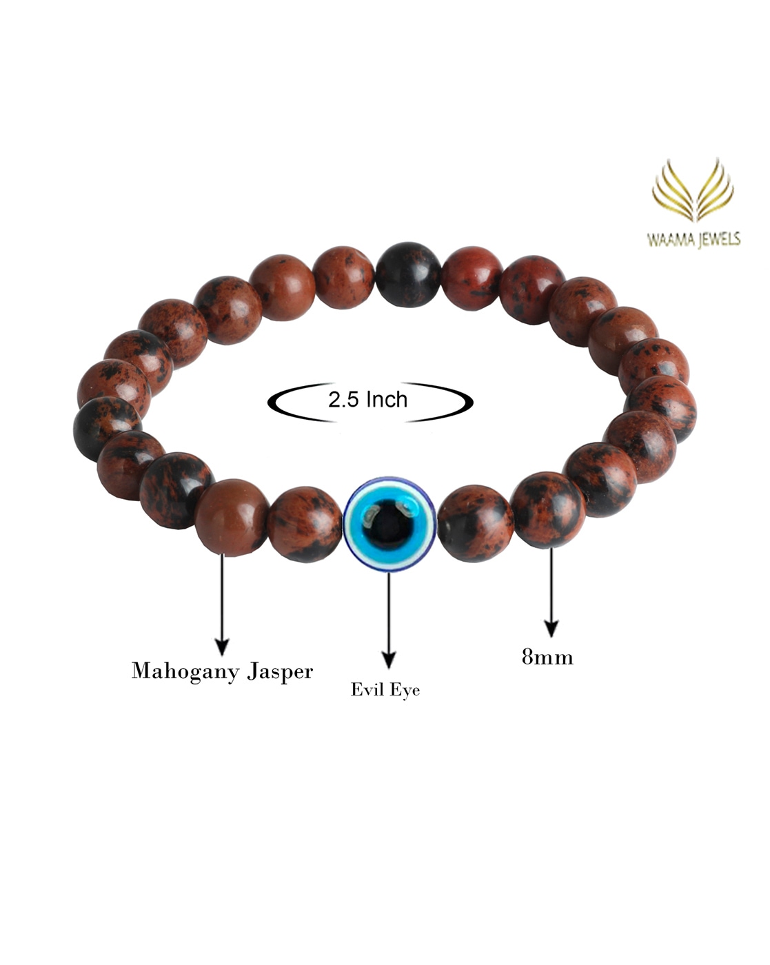 Tiger jasper dark brown tassel stretch bracelet. | 411148 | Wholesale  Fashion Jewelry