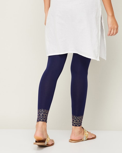 Buy Melange By Lifestyle Sea Green Printed Ankle Length Leggings - Leggings  for Women 2496478 | Myntra