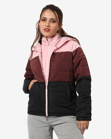 Colour block outlet puffer jacket