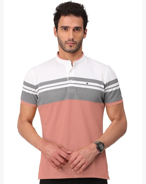 Regular Fit Striped Henley T-Shirt