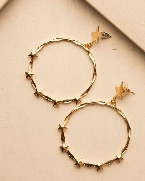 18K Gold Plated Classic Star of Bethlehem on Hoop Earrings – The Attic