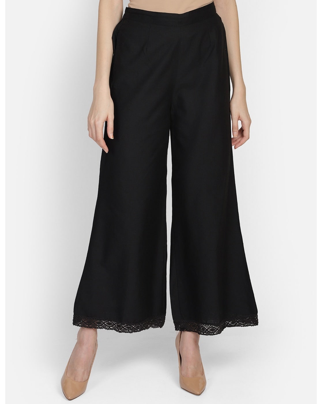 Plus Size Plus Size Black Tropical Print High Waist Pants Online in India |  Amydus