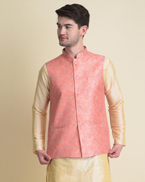 Peach Nehru Jacket for Kids, Embroidery Detailing, Charming Princely Jacket  With a Mandarin Collar, Ethnic Jacket, Kids Diwali Outfit, Eid - Etsy