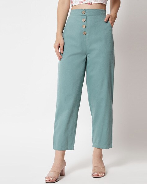 Buy Mint Green Trousers & Pants for Women by ORCHID BLUES Online