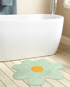 Daisy Bathroom Rug Mat White Flower Bath Rug Bath Mat Non Slip Mat Blue  40x60cm