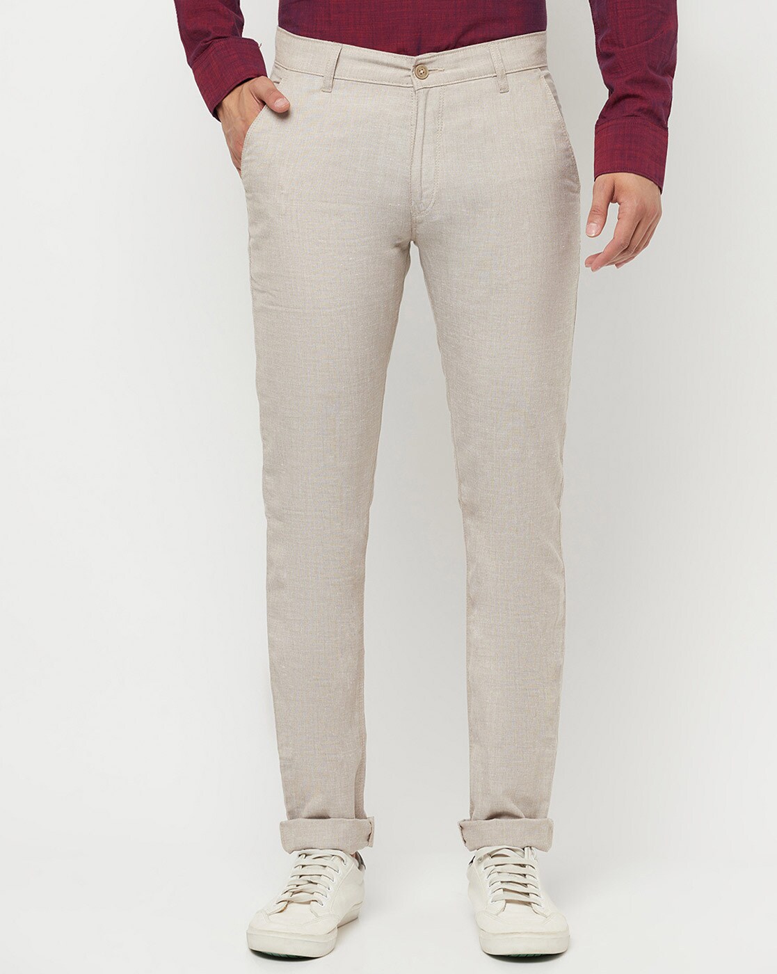 Regular Fit Men Cream Trousers Price in India - Buy Regular Fit Men Cream  Trousers online at Shopsy.in