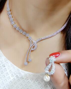 american diamond-studded necklace & earrings set