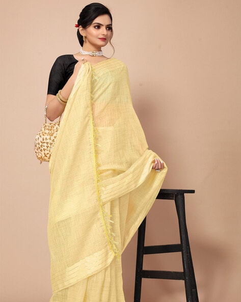 Yellow Ladies Casual Wear Plain Chiffon Saree, With Blouse Piece, 5.2 m  (separate blouse piece) at Rs 400 in Surat