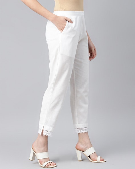 Peachy Robes Slim Fit Women White Trousers  Buy Peachy Robes Slim Fit Women  White Trousers Online at Best Prices in India  Flipkartcom