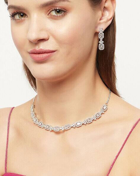 Voylla Stoned-Studded Necklace & Earrings Jewellery Set