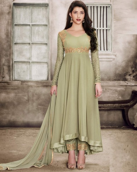 Fashorama Women Faux Georgette | Embroidered Anarkali Salwar Suit Gown for  Women | Semi-Stitched Top and Un-Stitched Bottom with Dupatta : Amazon.in:  Fashion