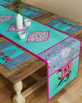 sej by nisha gupta Set of 6 Floral Print Table Placemats & Runner-picture-23