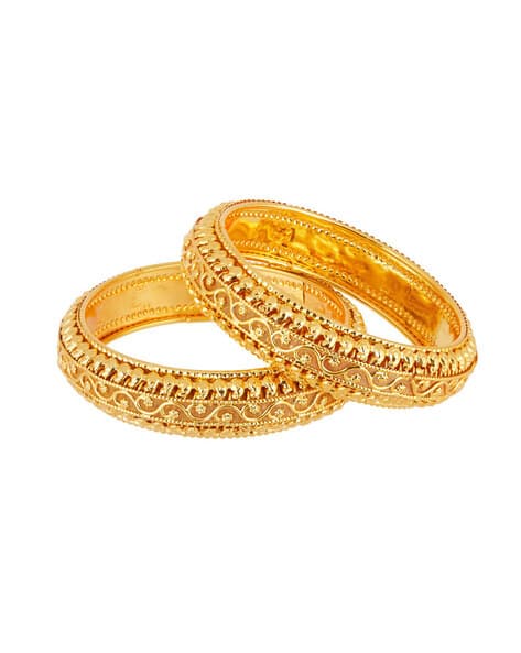 Zeneme Set of 2 Gold-Plated Broad Bangles