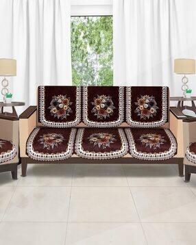 Set of 10 Floral Print Sofa Set Cover-image-3