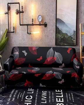 cortina eyelet curtain Leaf Print Two Seater Sofa Cover-picture-21