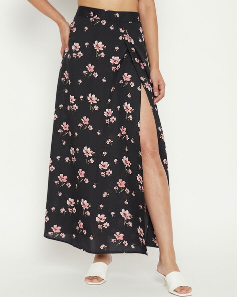 Floral Print Wrap Skirt