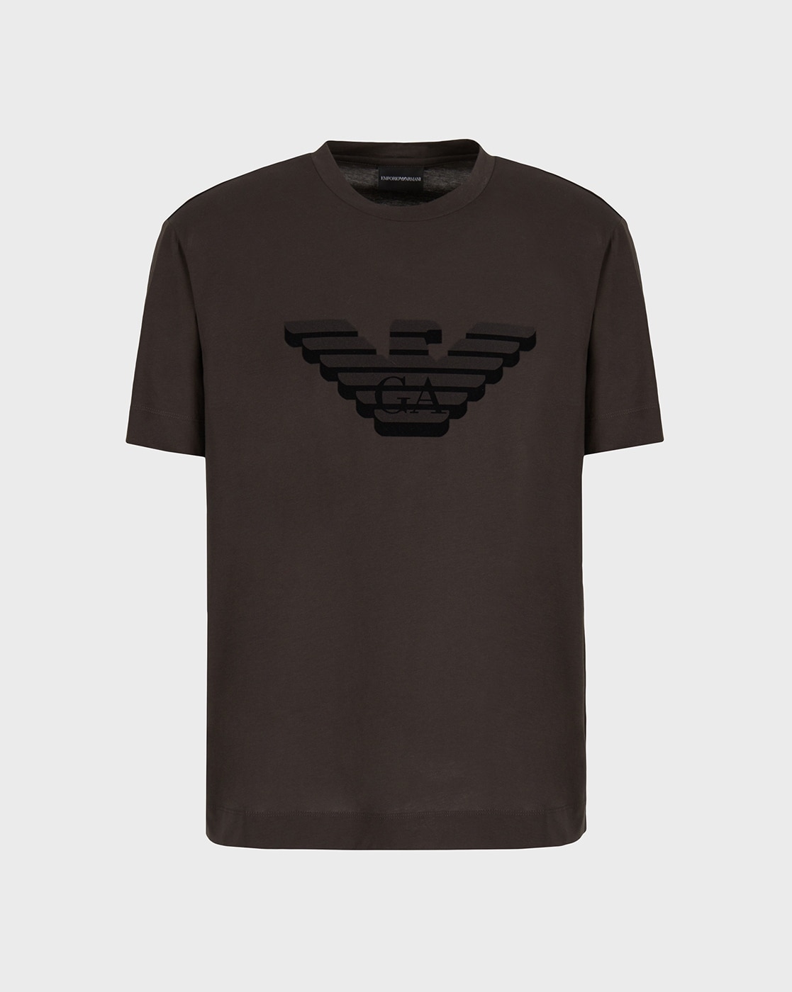 Buy EMPORIO ARMANI Logo Print Regular Fit Cotton T Shirt Brown